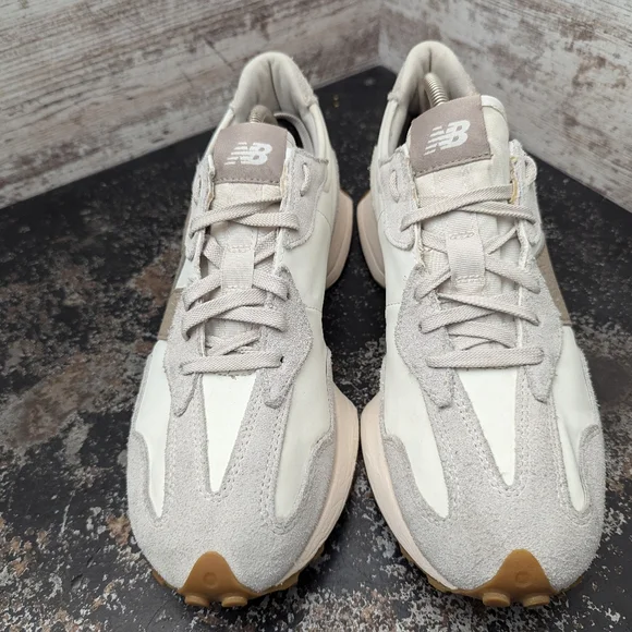 New Balance White and Tan Athletic Sneakers - Picture 3 of 7